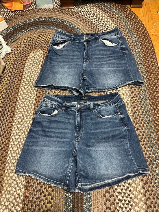 Judy Blue Pants - Judy Blue Dark Blue Distressed Denim Shorts Duo